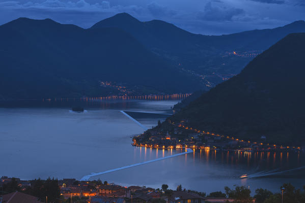 Europe, Italy, The floating Piers in Iseo lake, province of Brescia.