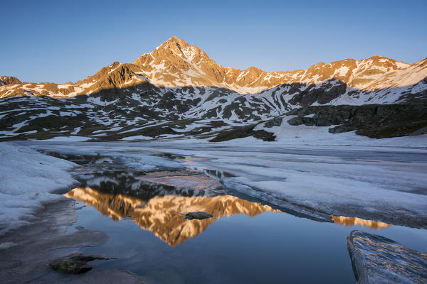 Europe, Italy, sunset in Gavia Pass, province of Brescia.