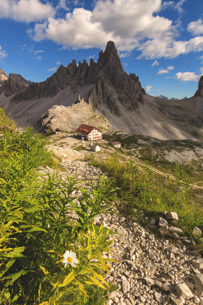 Mount Pateno and Locatelli refuge, Bolzano Province, Veneto, Italy.