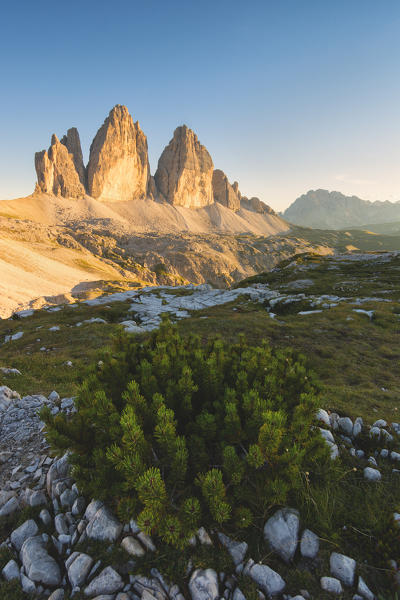 Three Peaks at sunset, Bolzano Province, Trentino Alto Adige, Italy.