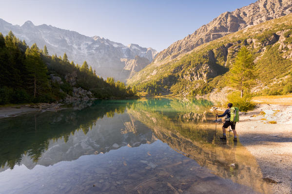 Trekking in Adamello park, Brescia province, Lombardy, Italy.