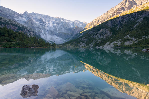 Aviolo lake at dawn, Adamello park, Brescia province, Lombardy, Italy.