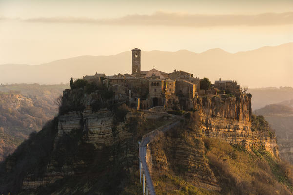 Civita' di Bagnoregio at dawn, Lazio district, Viterbo province, Italy, Europe.