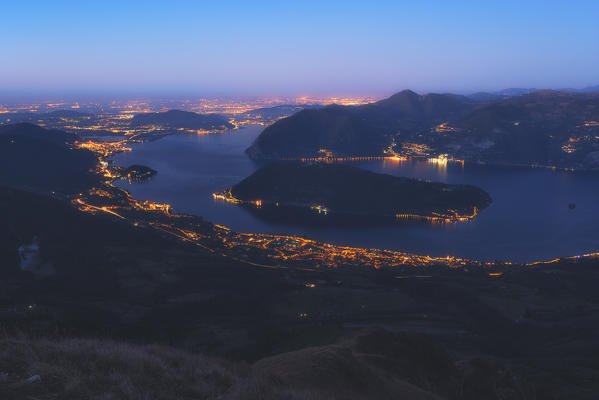 Iseo lake view from Punta Almana, Brescia province, Italy, Lombardy district, Europe.