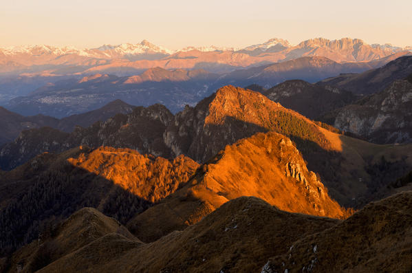 Profile at dawn, Brescia Prealpi, Brescia province, Lombardy district, Italy, Europe.