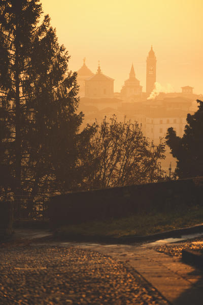 Sunrise in Città Alta, Bergamo, Bergamo province, Lombardy district, Italy, Europe.