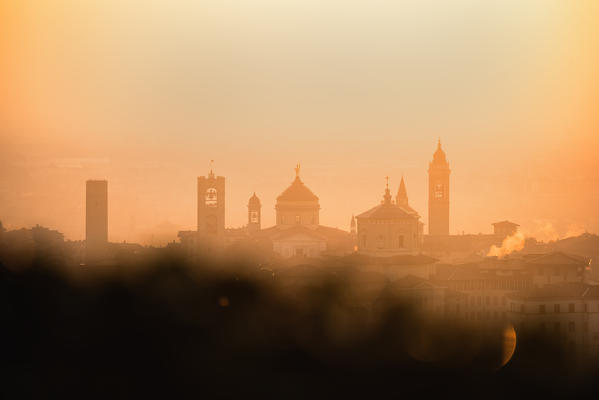 Sunrise in Città Alta, Bergamo, Bergamo province, Lombardy district, Italy, Europe.