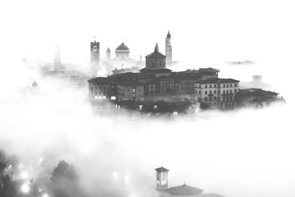 Sunrise in Città Alta, Bergamo, Bergamo province, Lombardy district, Italy, Europe.