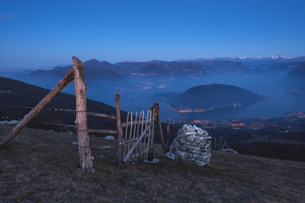 Iseo lake at dawn, Brescia province, Lombardy district, Italy, Europe.