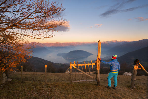 Iseo lake at dawn, Brescia province, Lombardy district, Italy, Europe.