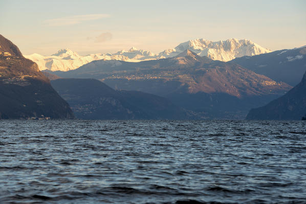 Iseo lake at sunrise, Brescia province, Italy, Lombardy district.