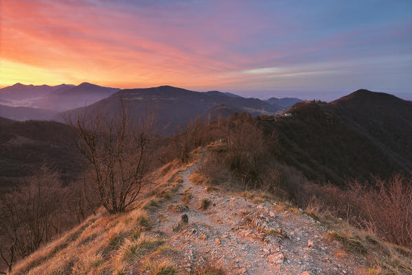 Brescian Prealpi at sunrise, Brescia province, Italy, Lombardy district, Europe.