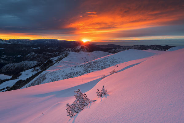 Sunrise from Mount Guglielmo, Brescia prealpi, Brescia province, Italy, Lombardy district, Europe.