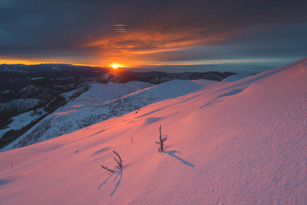 Sunrise from Mount Guglielmo, Brescia prealpi, Brescia province, Italy, Lombardy district, Europe.