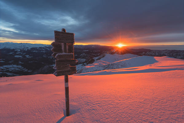 Sunrise from Mount Guglielmo, Brescia prealpi, Brescia province, Italy, Lombardy district, Europe.