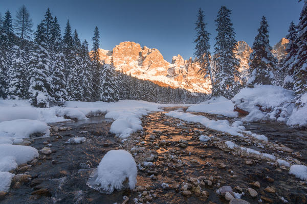 Venegia valley at sunset, Trentino Alto Adige district, Italy, Europe.