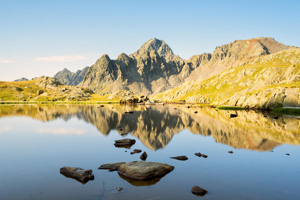 Pietrarossa lake in Stelvio National Park, Canè Valley, Lombardy district, Italy, Europe.