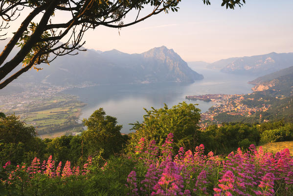 Sunrise over Iseo lake, Brescia province in Lombardy district, Italy, Europe.