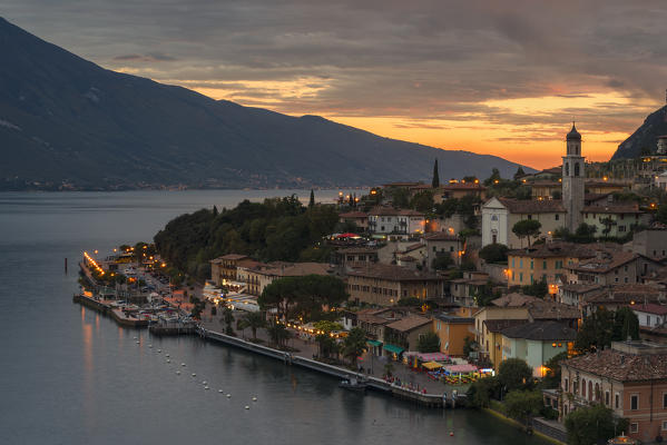 Limone del Garda at Sunset, Brescia province, Lombardy, Italy.