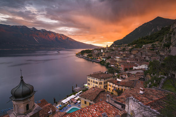 Limone del Garda at Sunset, Brescia province, Lombardy, Italy.