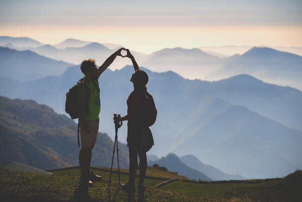 Couple in Guglielmo Mount, Province of Brescia, Lombardy, Italy