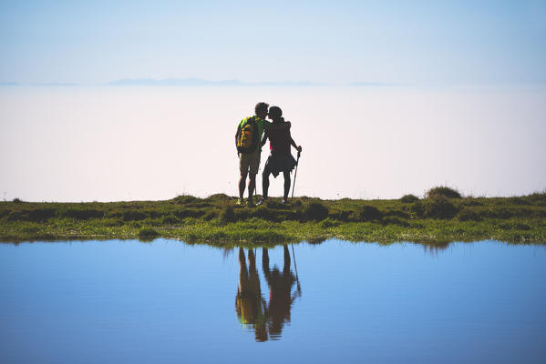 Couple in Guglielmo Mount, Province of Brescia, Lombardy, Italy