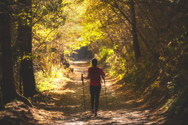 Hiking in Guglielmo Mount, Province of Brescia, Lombardy, Italy