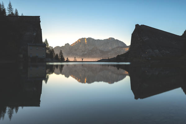 Gleno dam in Scalve Valley, Lombardy, Bergamo province, Italy.