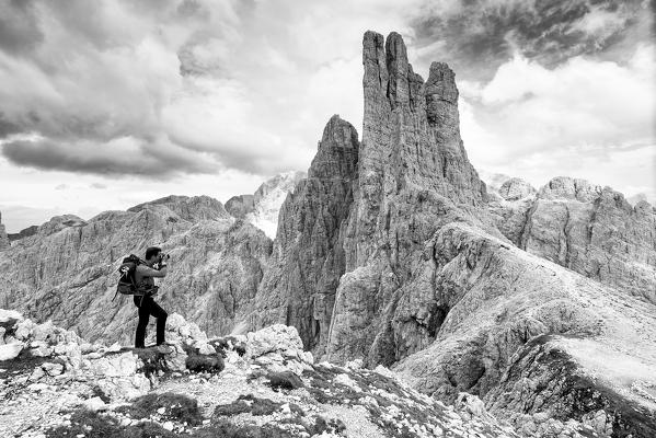 Torri del Vajolet, Dolomites Rosengarten (Catinaccio) group, Trentino Alto Adige, Italy, Europe