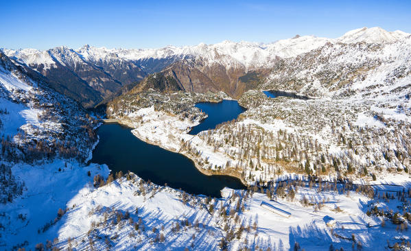 Laghi Gemelli skyview, Val Brembana, Alpi Orobie, Bergamo, Bergamo Province, Lombardy district, Italy, Europe