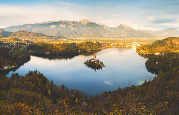 
Bled Island and Lake Bled. Bled, Upper Carniolan region, Slovenia