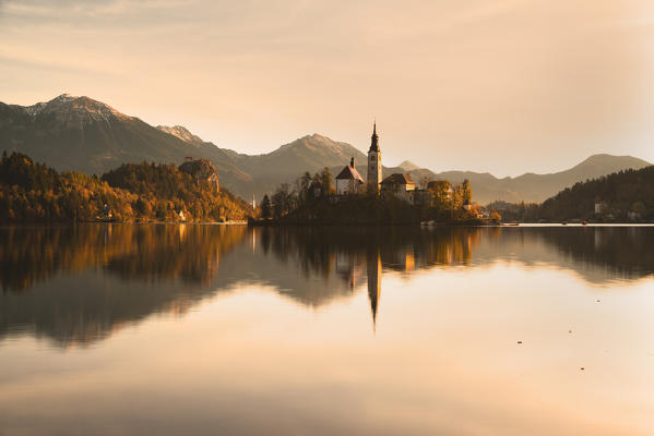 
Bled Island and Lake Bled. Bled, Upper Carniolan region, Slovenia