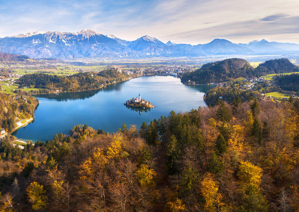 
Bled Island and Lake Bled. Bled, Upper Carniolan region, Slovenia