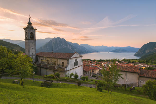 Iseo lake view from San Defendente hill, Bergamo province, Lombardy district, Italy.