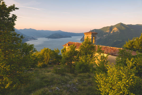 Iseo lake view from San Defendente hill, Bergamo province, Lombardy district, Italy.