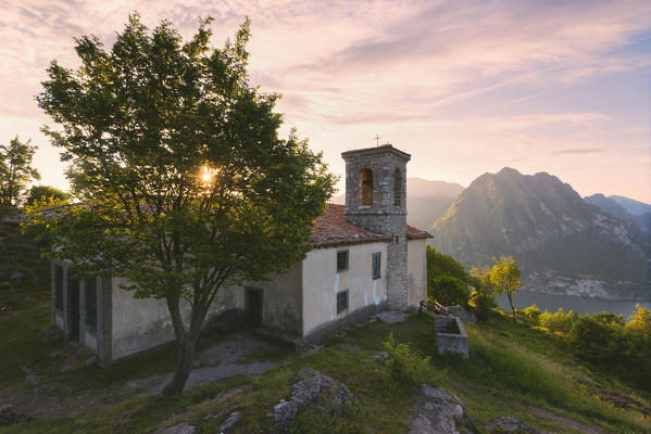 Iseo lake view from San Defendente hill, Bergamo province, Lombardy district, Italy.