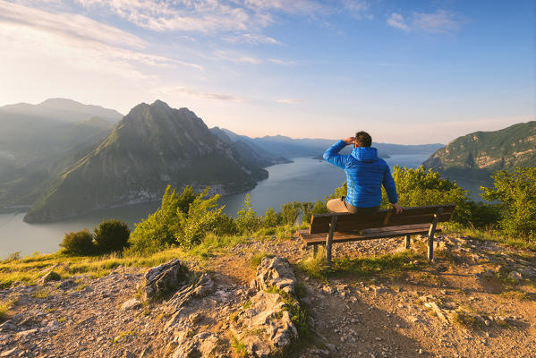 Iseo lake view from San Defendente hill, Bergamo province, Lombardy district, Italy.