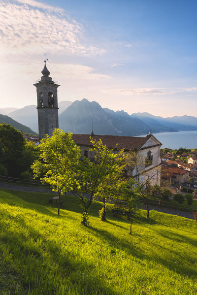 Iseo lake view from San Defendente hill, Bergamo province, Lombardy district, Italy.