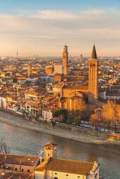 Verona, Veneto, Italy. Panoramic view of Verona from Piazzale Castel San Pietro