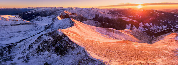 Aerial view from Mount Muffetto, Lombardy district, Brescia province, Italy.