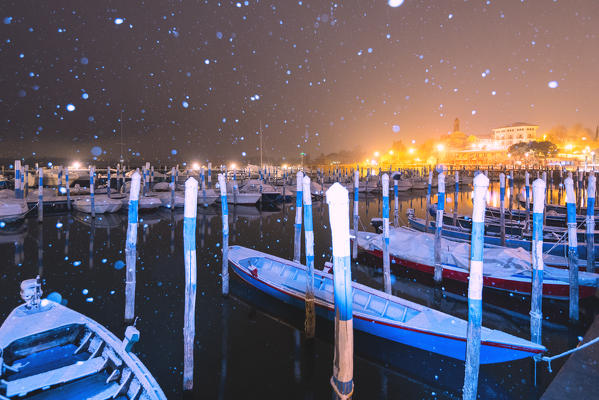 Clusane Under the snowfall, Brescia province, Lombardy district, Italy.