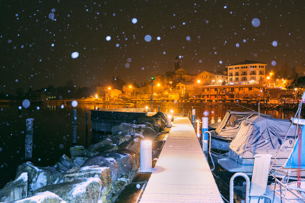 Clusane Under the snowfall, Brescia province, Lombardy district, Italy.