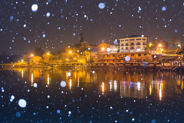 Clusane Under the snowfall, Brescia province, Lombardy district, Italy.