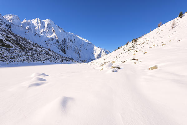 Winter season in Adamè Valley, Adamello park, Brescia province, Lombardy, Italy.