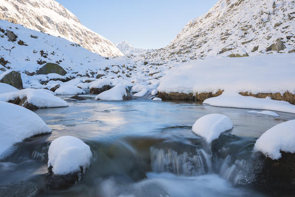 Winter season in Adamè Valley, Adamello park, Brescia province, Lombardy, Italy.