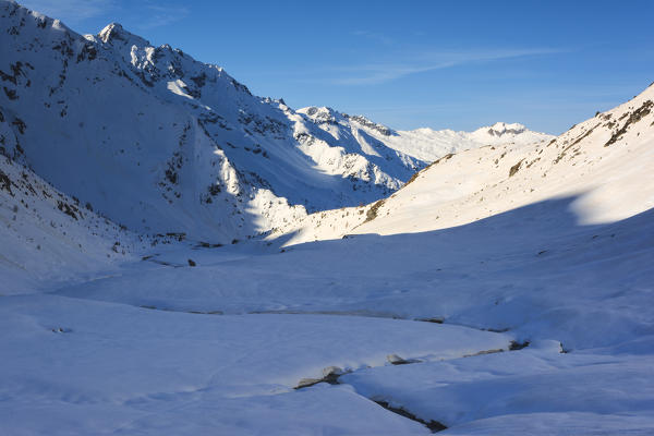 Winter season in Adamè Valley, Adamello park, Brescia province, Lombardy, Italy, Europe.