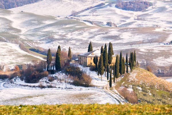 Orccia valley in winter season, Tuscany, Siena province, Italy, Europe.