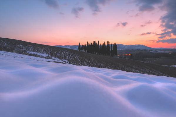 Orccia valley in winter season, Tuscany, Siena province, Italy, Europe.