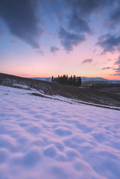 Orccia valley in winter season, Tuscany, Siena province, Italy, Europe.