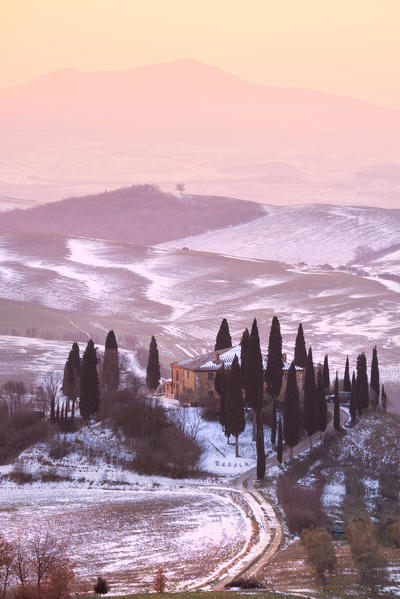 Orccia valley in winter season, Tuscany, Siena province, Italy, Europe.